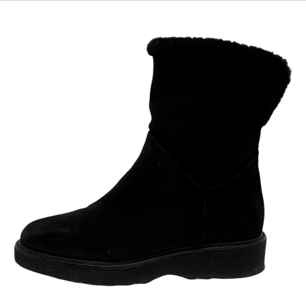 Aquatalia Cate Black Suede Boots - Faux Fur Lined - Size 10 - Made in Italy